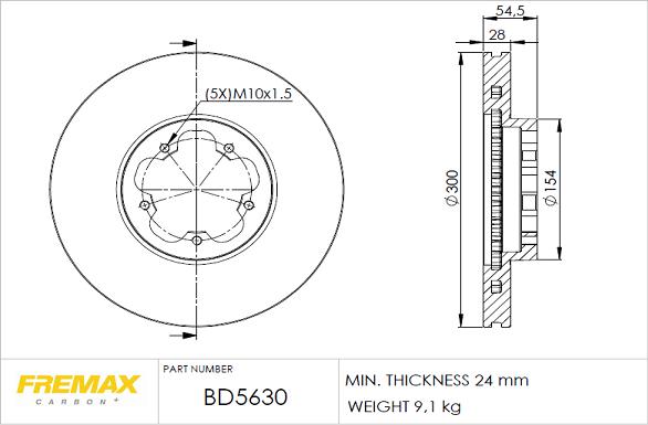 FREMAX BD-5630 - Brake Disc autospares.lv