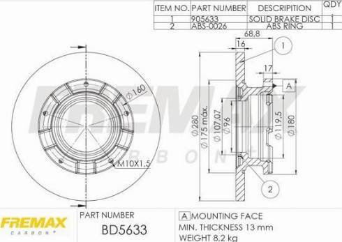 FREMAX BD-5633-KT - Brake Disc autospares.lv