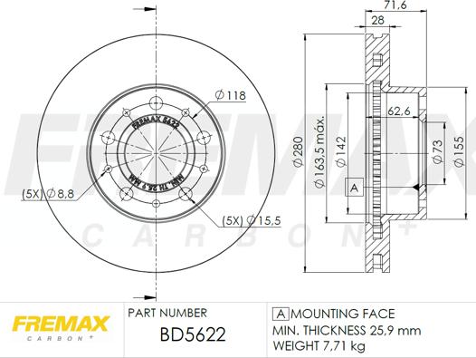 FREMAX BD-5622 - Brake Disc autospares.lv