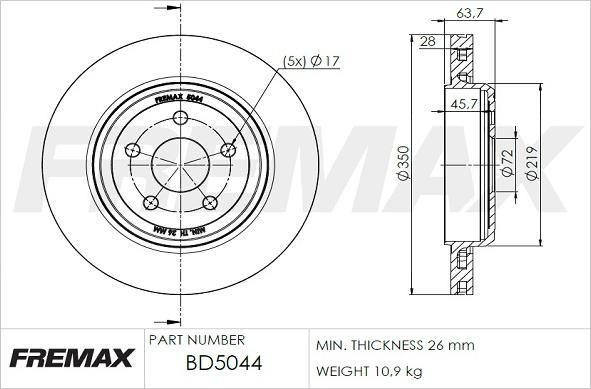 FREMAX BD-5044 - Brake Disc autospares.lv