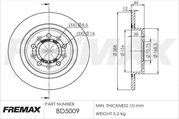 FREMAX BD-5009 - Brake Disc autospares.lv