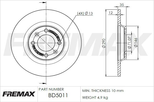 FREMAX BD-5011 - Brake Disc autospares.lv