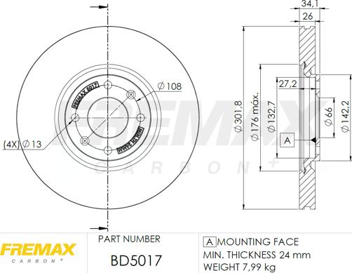 FREMAX BD-5017 - Brake Disc autospares.lv