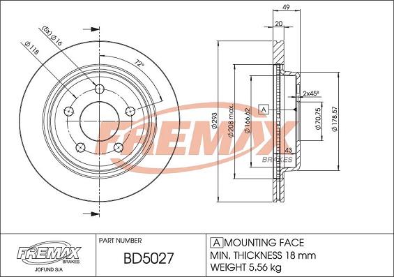 FREMAX BD-5027 - Brake Disc autospares.lv