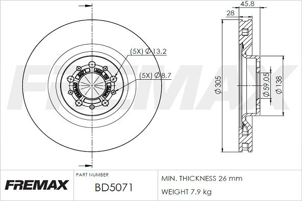 FREMAX BD-5071 - Brake Disc autospares.lv