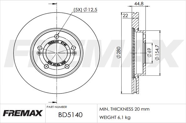 FREMAX BD-5140 - Brake Disc autospares.lv