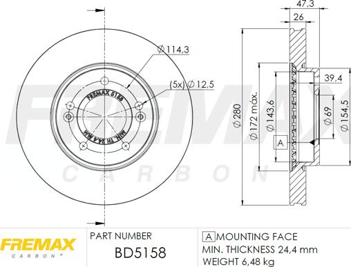 FREMAX BD-5158 - Brake Disc autospares.lv