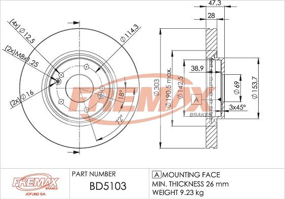 FREMAX BD-5103 - Brake Disc autospares.lv