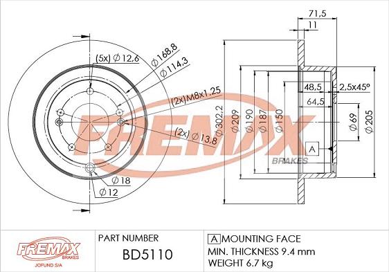 FREMAX BD-5110 - Brake Disc autospares.lv