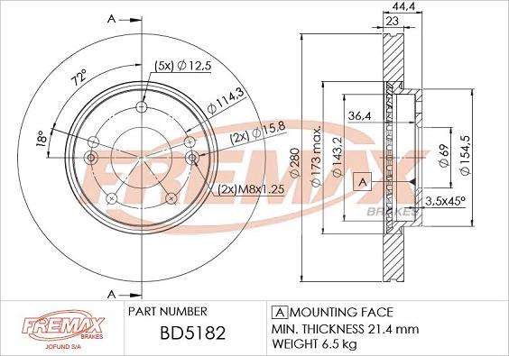 FREMAX BD-5182 - Brake Disc autospares.lv