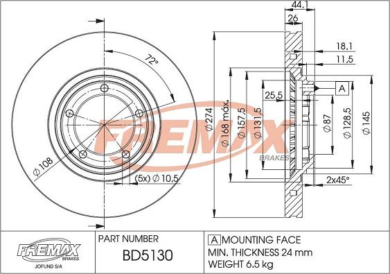 FREMAX BD-5130 - Brake Disc autospares.lv