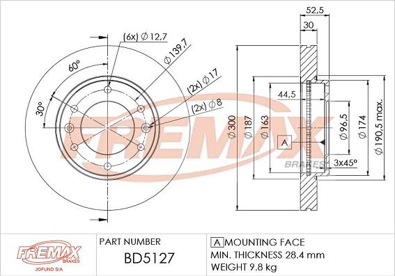 FREMAX BD-5127 - Brake Disc autospares.lv