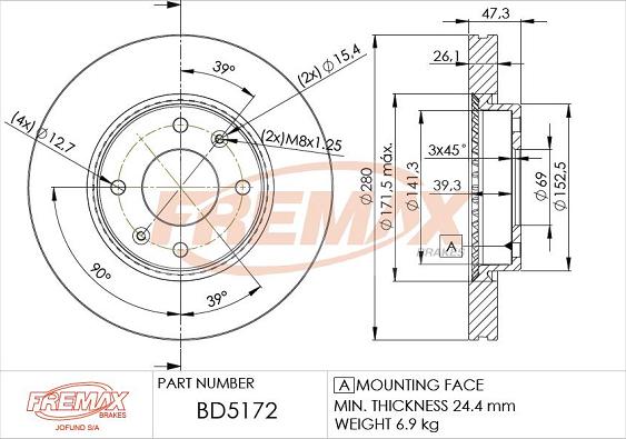 FREMAX BD-5172 - Brake Disc autospares.lv