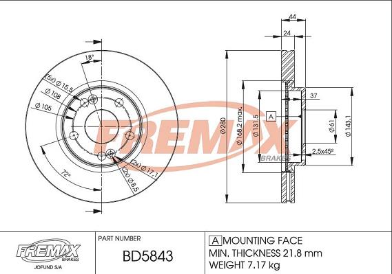 FREMAX BD-5843 - Brake Disc autospares.lv