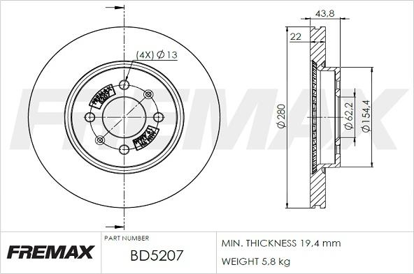 FREMAX BD-5207 - Brake Disc autospares.lv