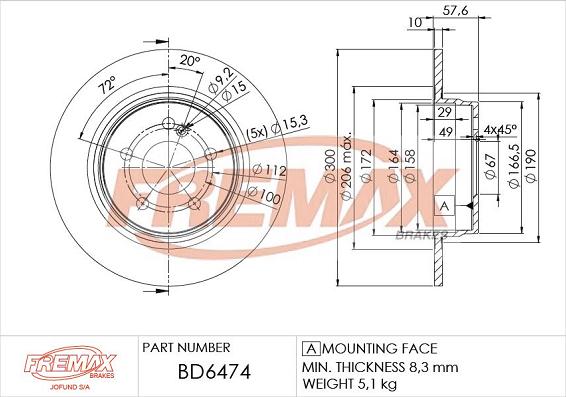 FREMAX BD-6474 - Brake Disc autospares.lv