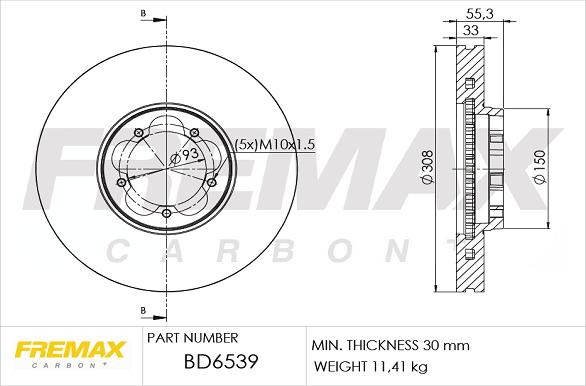 FREMAX BD-6539 - Brake Disc autospares.lv