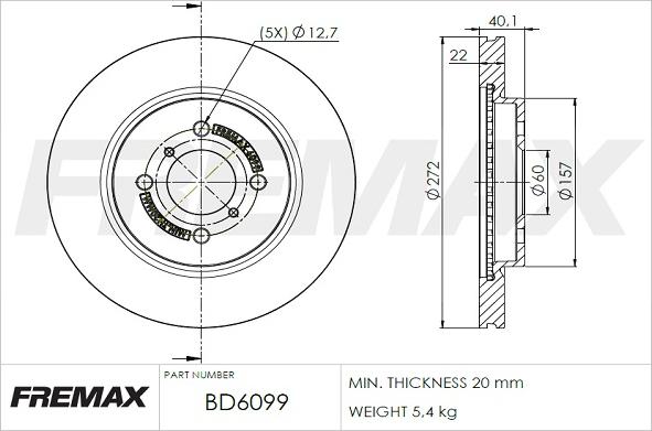 FREMAX BD-6099 - Brake Disc autospares.lv