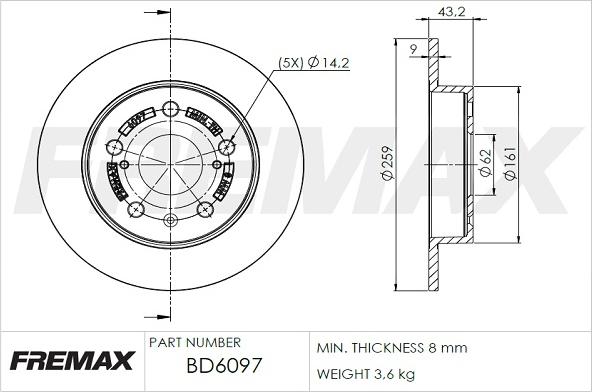 FREMAX BD-6097 - Brake Disc autospares.lv