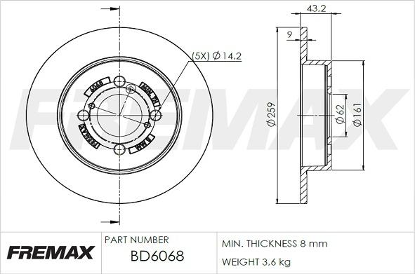 FREMAX BD-6068 - Brake Disc autospares.lv