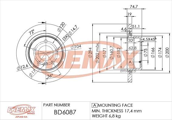 FREMAX BD-6087 - Brake Disc autospares.lv