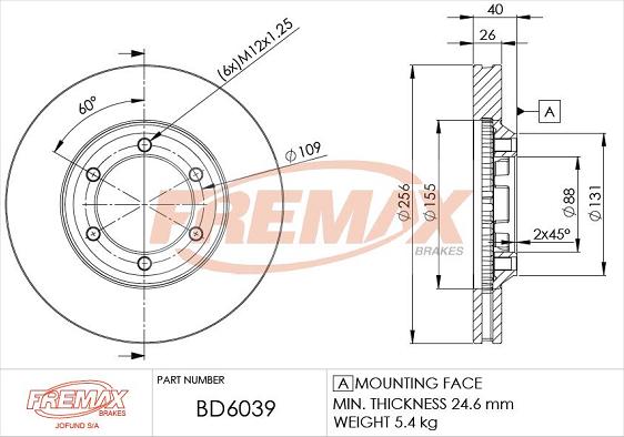 FREMAX BD-6039 - Brake Disc autospares.lv