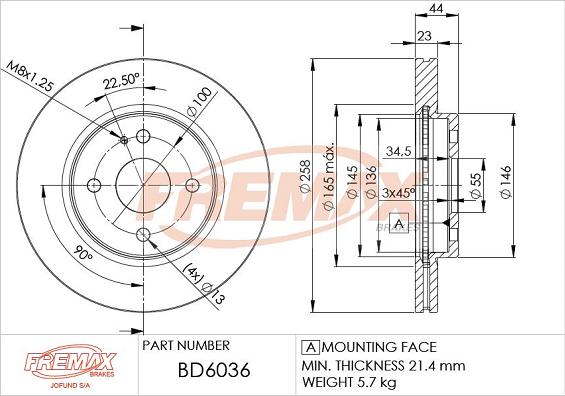 FREMAX BD-6036 - Brake Disc autospares.lv