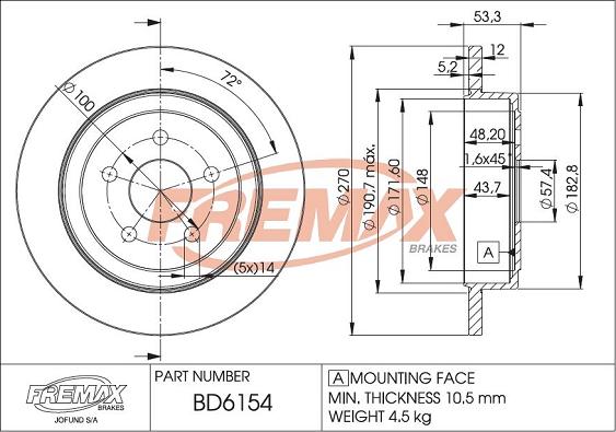 FREMAX BD-6154 - Brake Disc autospares.lv