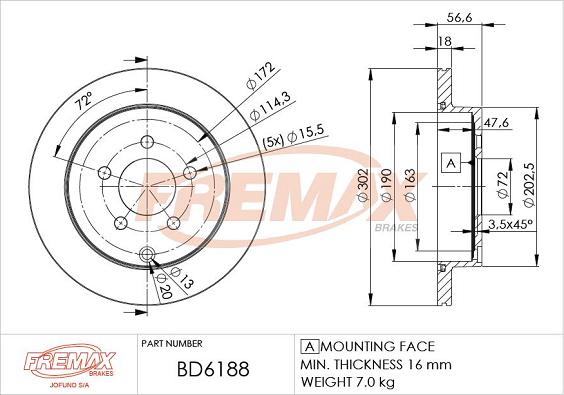 FREMAX BD-6188 - Brake Disc autospares.lv