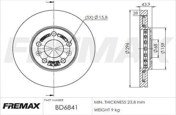 FREMAX BD-6841 - Brake Disc autospares.lv