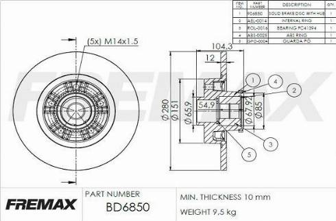 FREMAX BD-6850-KT - Brake Disc autospares.lv