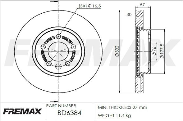 FREMAX BD-6384 - Brake Disc autospares.lv
