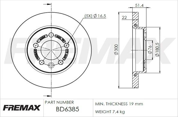 FREMAX BD-6385 - Brake Disc autospares.lv