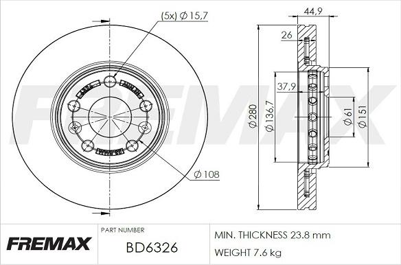 FREMAX BD-6326 - Brake Disc autospares.lv