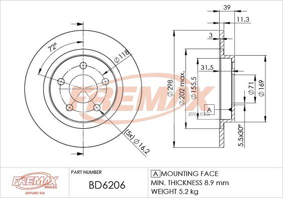 FREMAX BD-6206 - Brake Disc autospares.lv