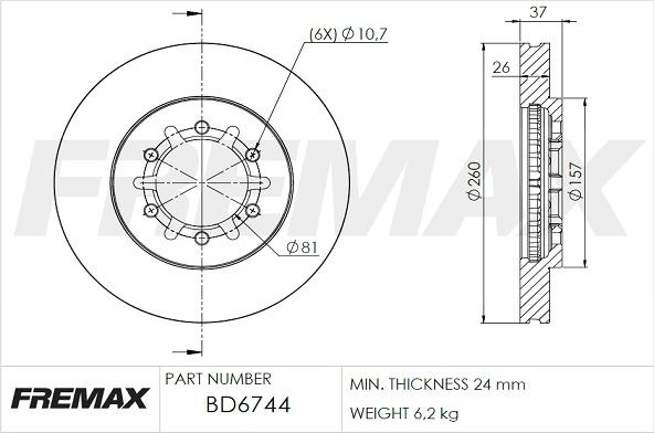 FREMAX BD-6744 - Brake Disc autospares.lv