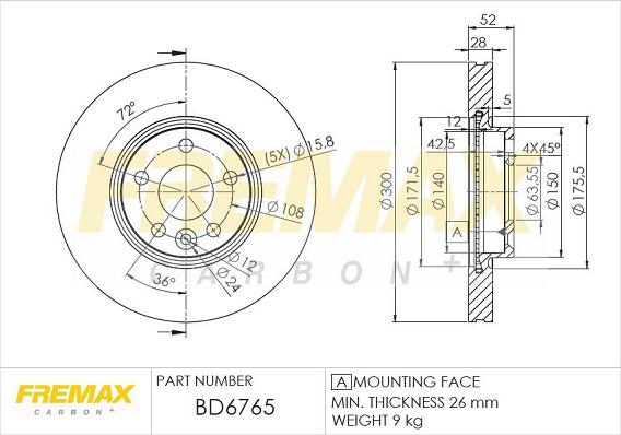 FREMAX BD-6765 - Brake Disc autospares.lv