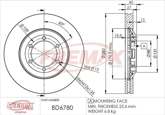 FREMAX BD-6780 - Brake Disc autospares.lv