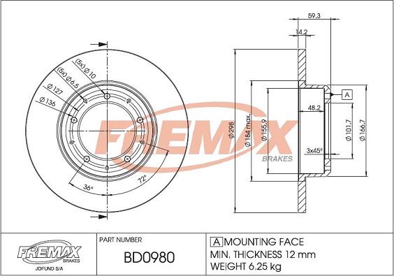 FREMAX BD-0980 - Brake Disc autospares.lv