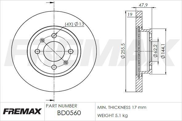 FREMAX BD-0560 - Brake Disc autospares.lv