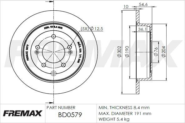 FREMAX BD-0579 - Brake Disc autospares.lv