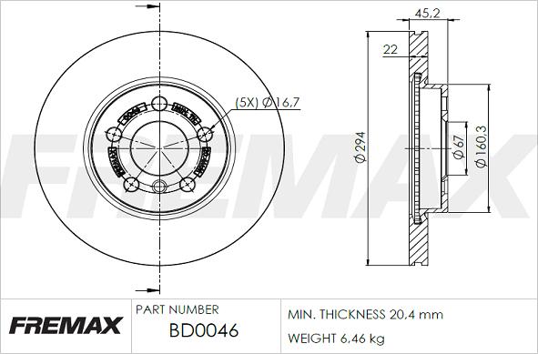 FREMAX BD-0046 - Brake Disc autospares.lv