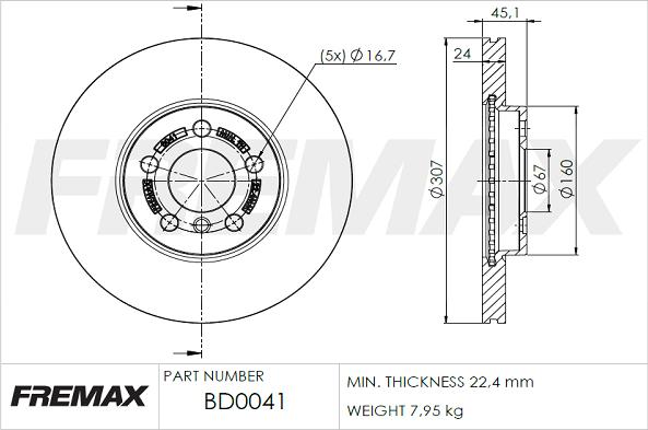 FREMAX BD-0041 - Brake Disc autospares.lv