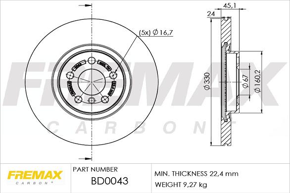 FREMAX BD-0043 - Brake Disc autospares.lv