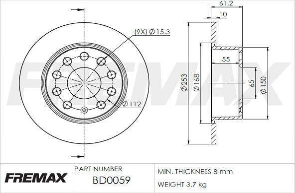 FREMAX BD-0059 - Brake Disc autospares.lv