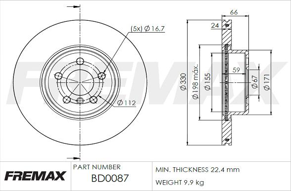 FREMAX BD-0087 - Brake Disc autospares.lv