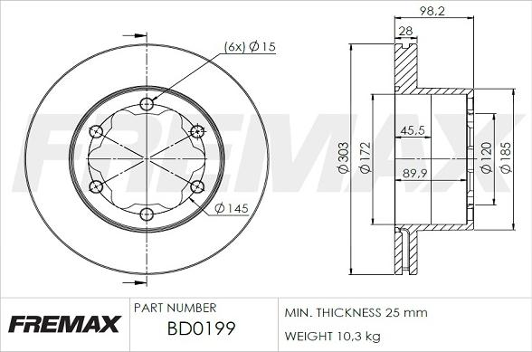 FREMAX BD-0199 - Brake Disc autospares.lv