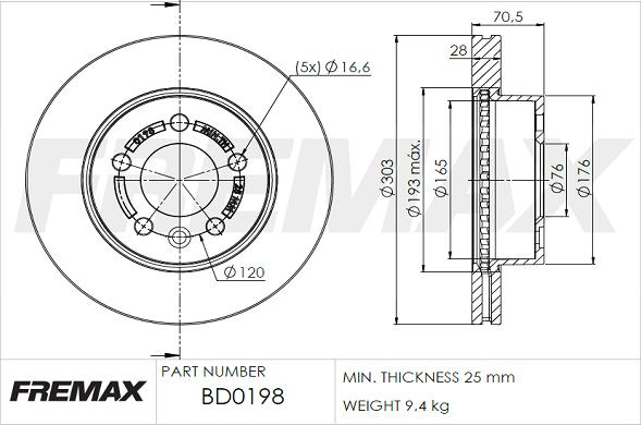 FREMAX BD-0198 - Brake Disc autospares.lv