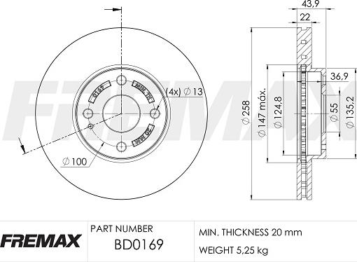 FREMAX BD-0169 - Brake Disc autospares.lv