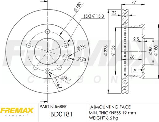 FREMAX BD-0181 - Brake Disc autospares.lv
